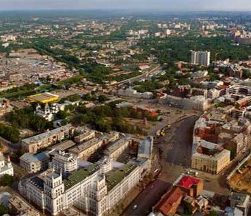 Аэрофотосъемка в Украине, Харьков. Центр города, начало ул. Сумской