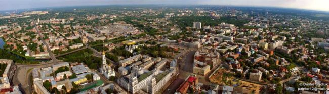 Аэрофотосъемка в Украине, Харьков. Центр города, начало ул. Сумской