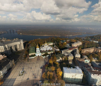 Съемка с дрона Днепр Аэропанорама Киева Михайловский Собор