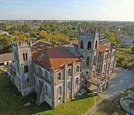 Съемка с дрона Аэрофотосъемка замок в пос. Червоное. Андрушевский район Житомирская область, Украина
