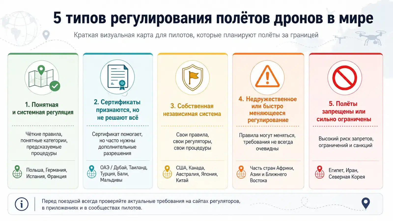 5 типов регулирования полетов дронов в мире и особенности международных правил для пилотов БПЛА